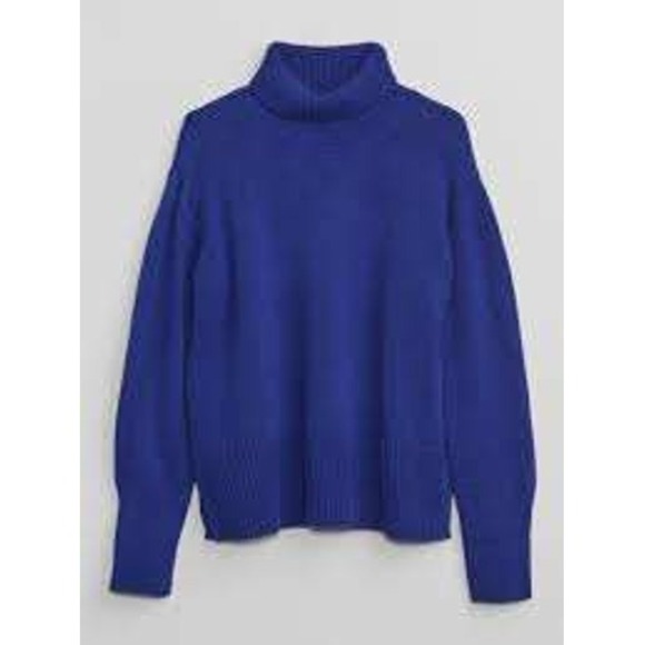 GAP Relaxed Fit Cotton 24/7 Split Hem Turtleneck Sweater Blue XL Oversized Boxy - Picture 11 of 11